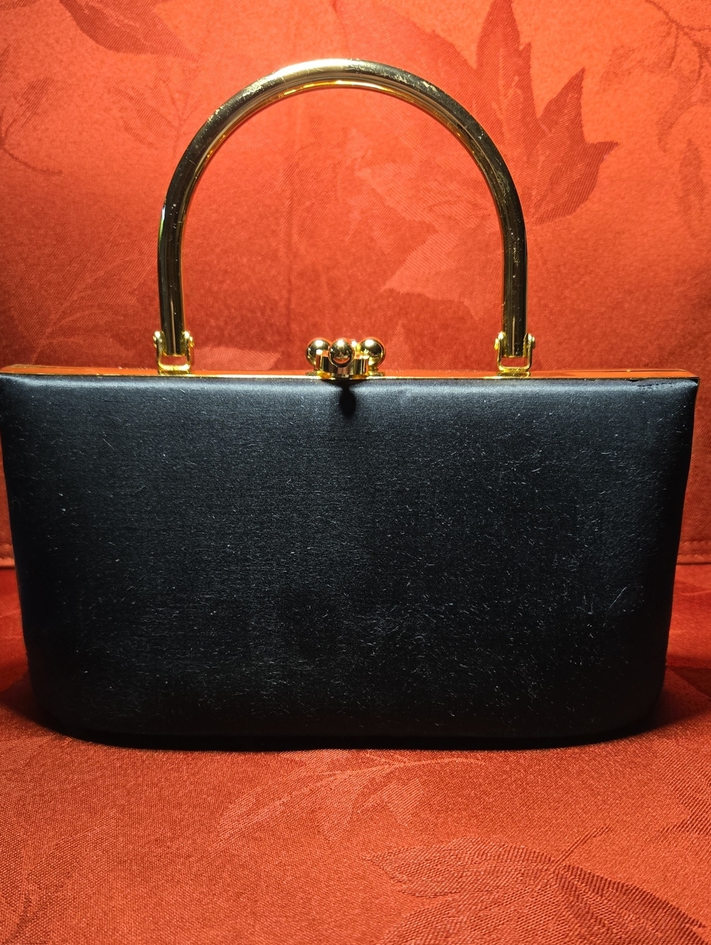 Classic Black Evening Handbag with Gold Hardware By Valerie Stevens